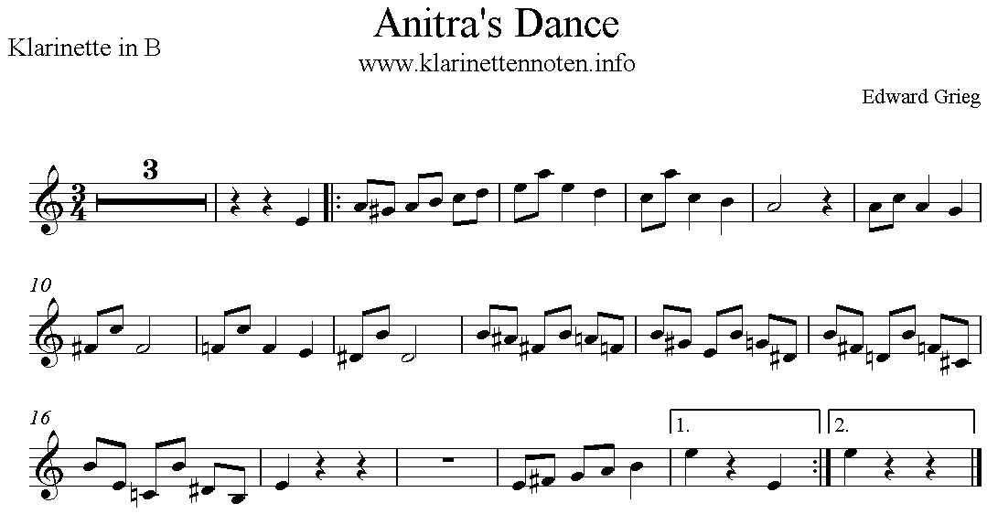 Anitra's Dance Clarinet, Klarinette